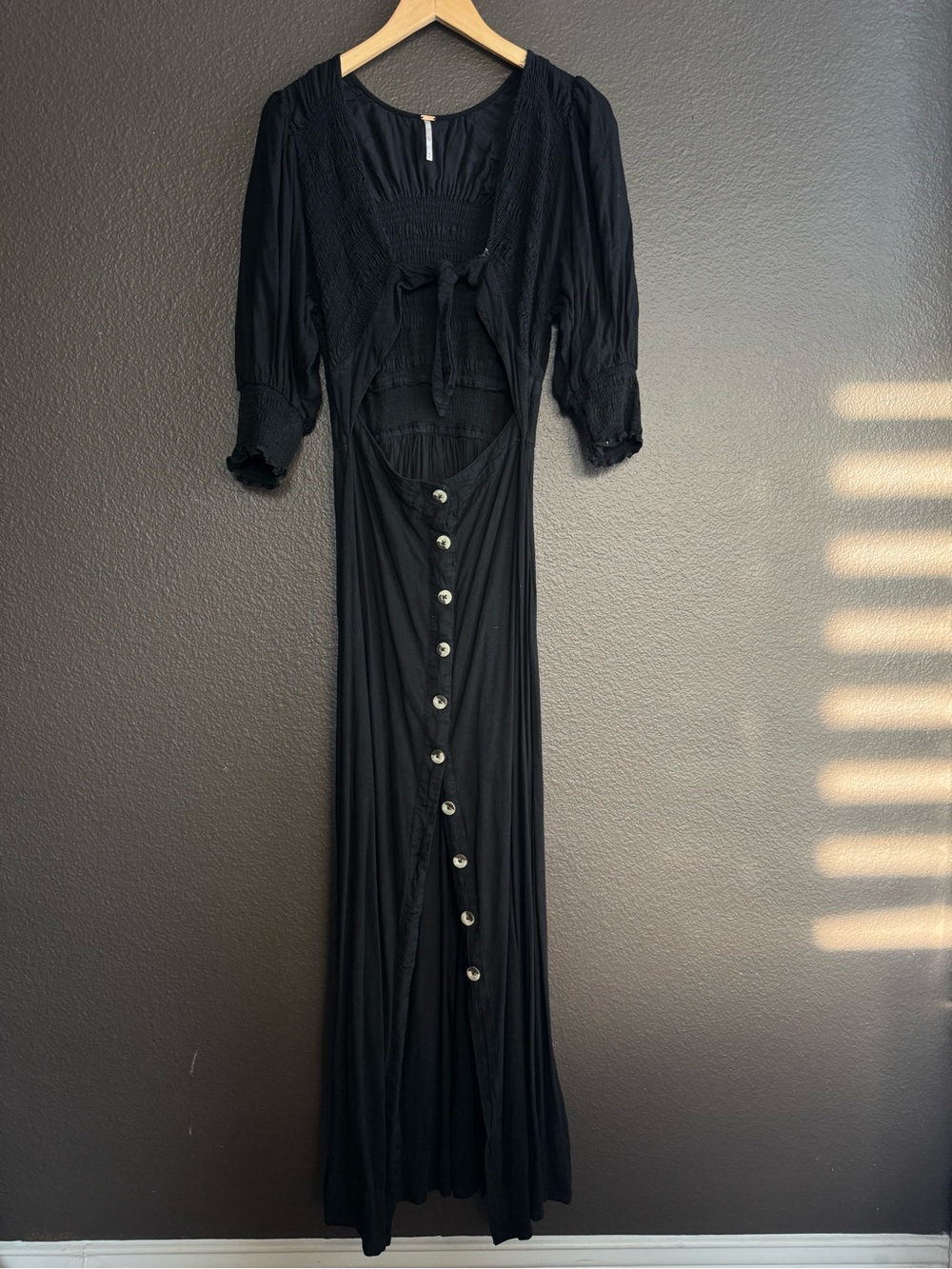 Free People Black string of hearts cutout Maxi Dress